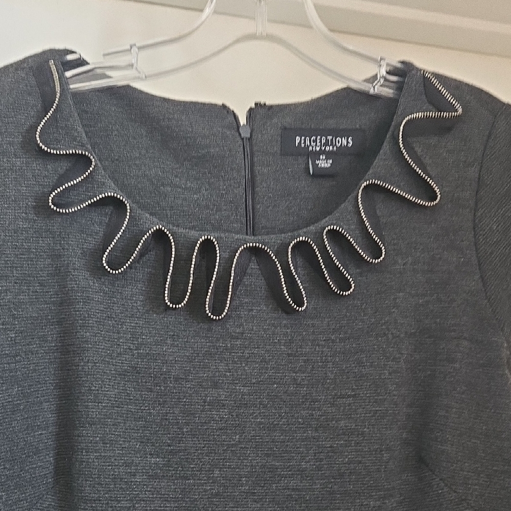 Perceptions Gray Women's Dress with Unique Trim